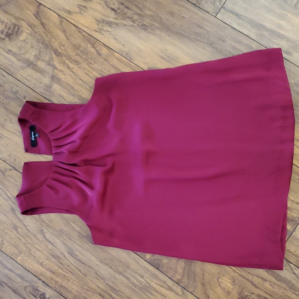Express Magenta Pleated Neck Sleeveless Blouse XS